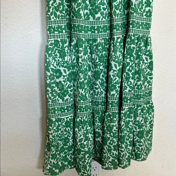 Max Studio Green and White Floral Tiered Midi Dress - Picture 5 of 8